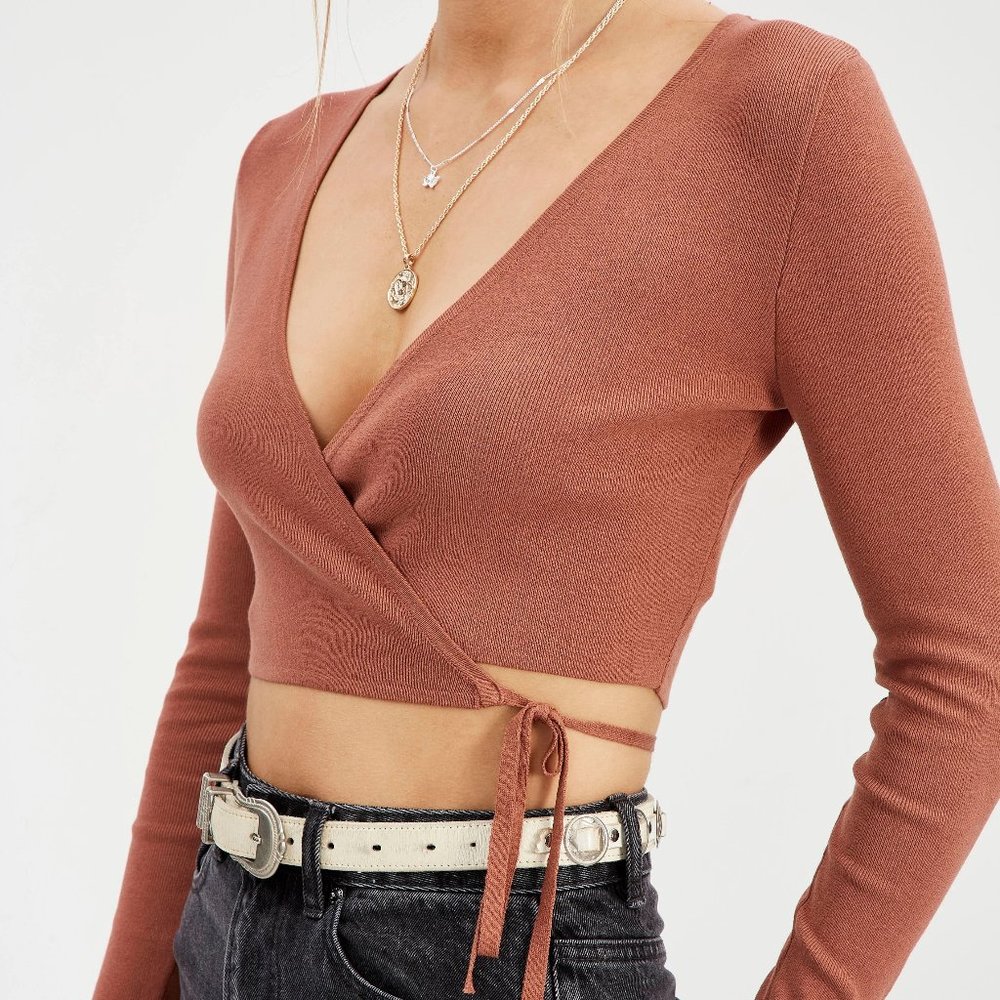 Glassons - Longsleeve Rib Cross Over Top
